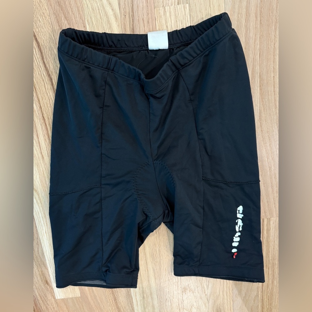 Black Padded Bike Shorts,‎ Size Large, Elastic Waist, Nylon Lycra